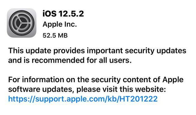 鱼台苹果手机维修分享iOS12.5.2发布，建议所有老苹果用户安装 